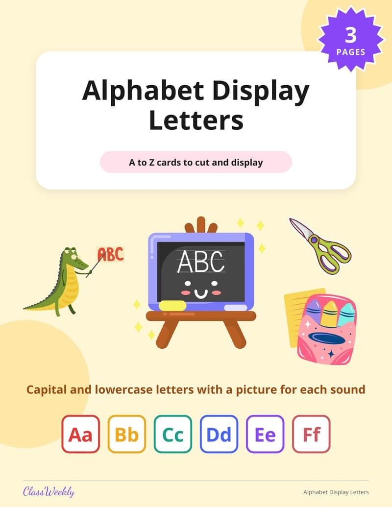 Alphabet Display Letters - 1st Grade Labels & Display Lettering worksheet preview