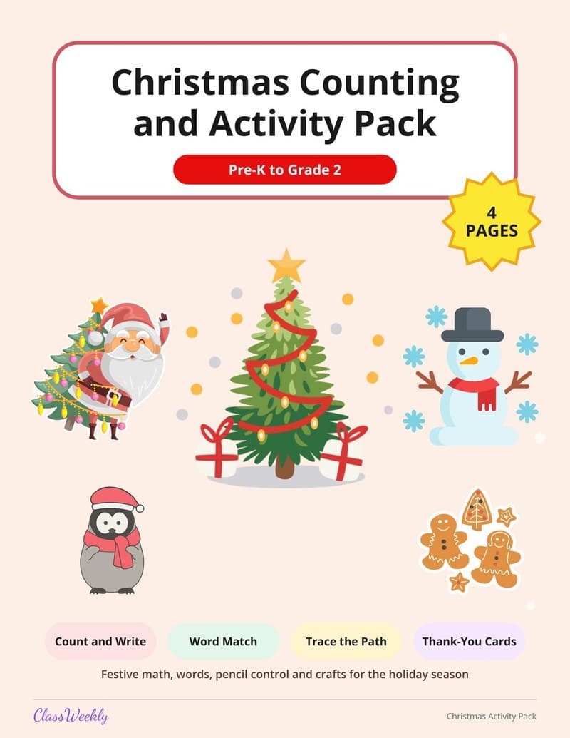 Christmas Counting and Activity Pack - Kindergarten Holiday Activities printable preview