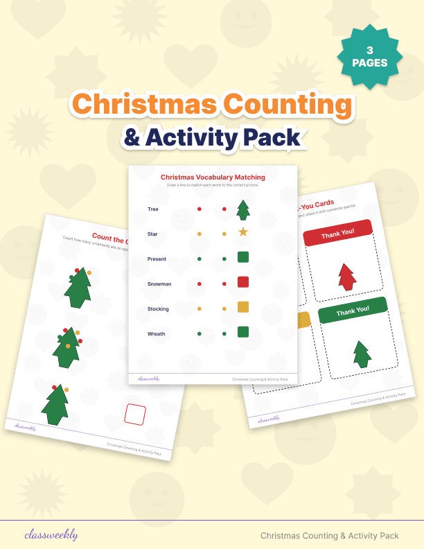 Christmas Counting Pack - Kindergarten Holiday Activities worksheet preview