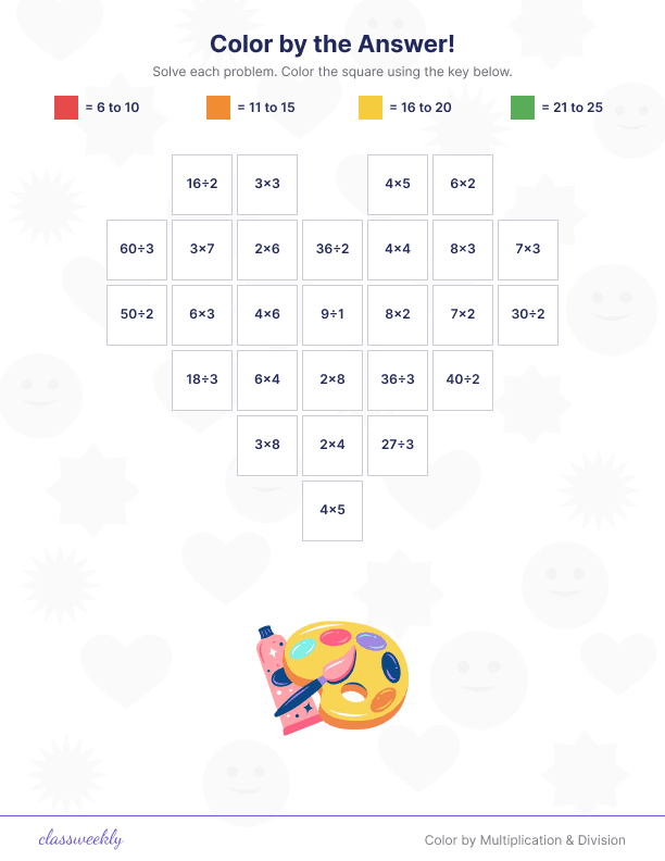 Color by Multiplication & Division - 3rd Grade Multiplication worksheet preview