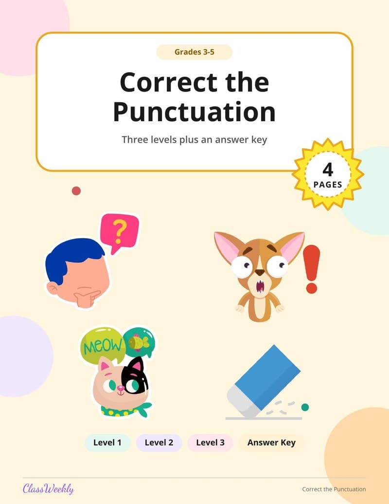 Correct the Punctuation - 3rd Grade English & Reading worksheet preview