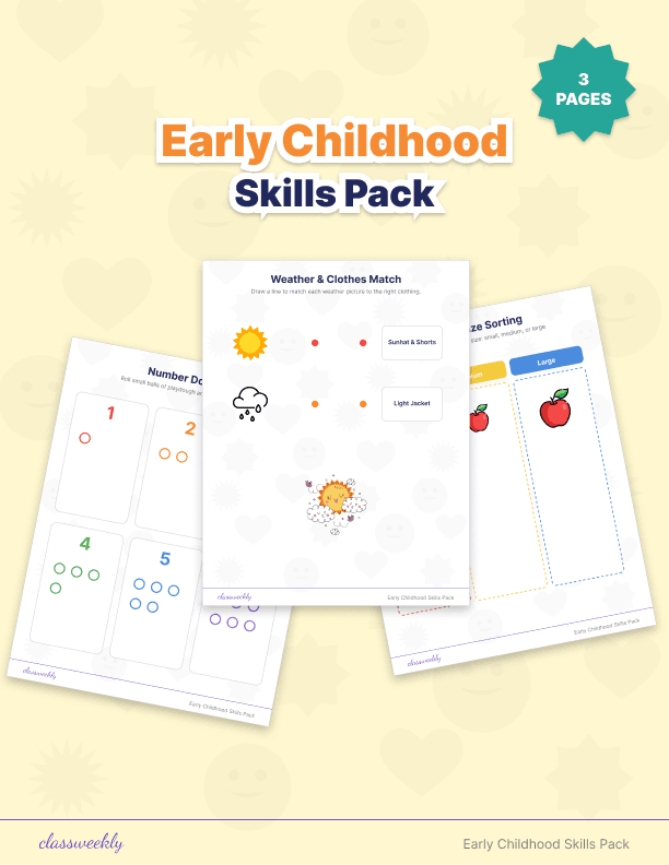 Early Childhood Skills Pack - Kindergarten Activity Packets worksheet preview