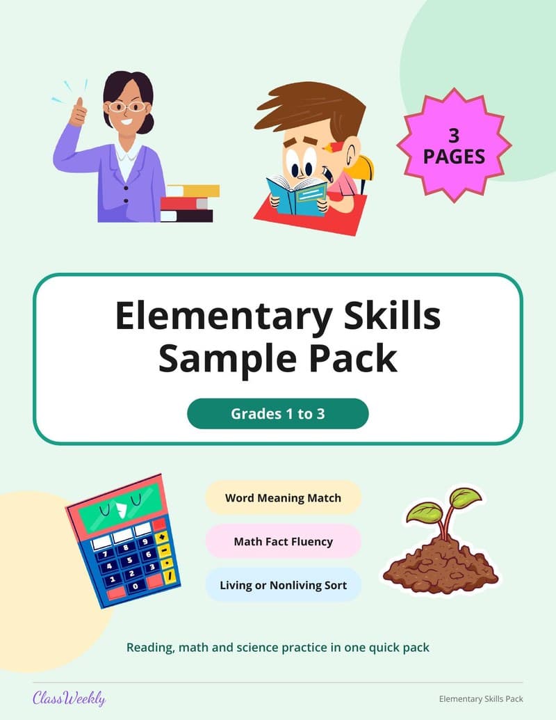 Elementary Skills Sample Pack - 2nd Grade English & Reading printable preview