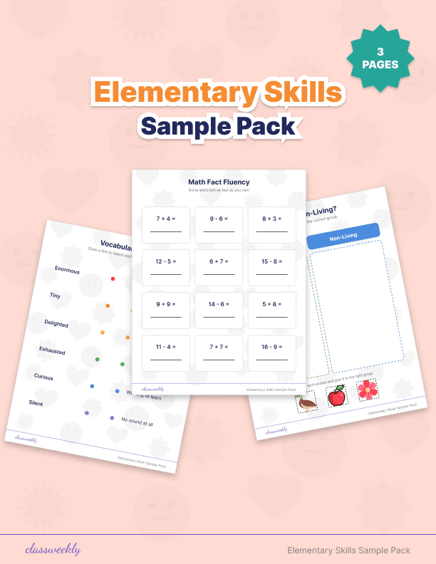 Elementary Skills Sample Pack - 2nd Grade English & Reading worksheet preview