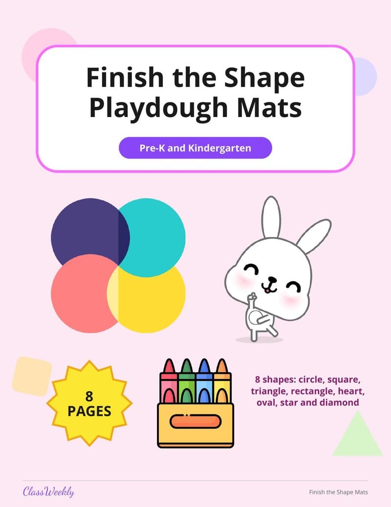 Finish the Shape Playdough Mats - Kindergarten Shapes printable preview