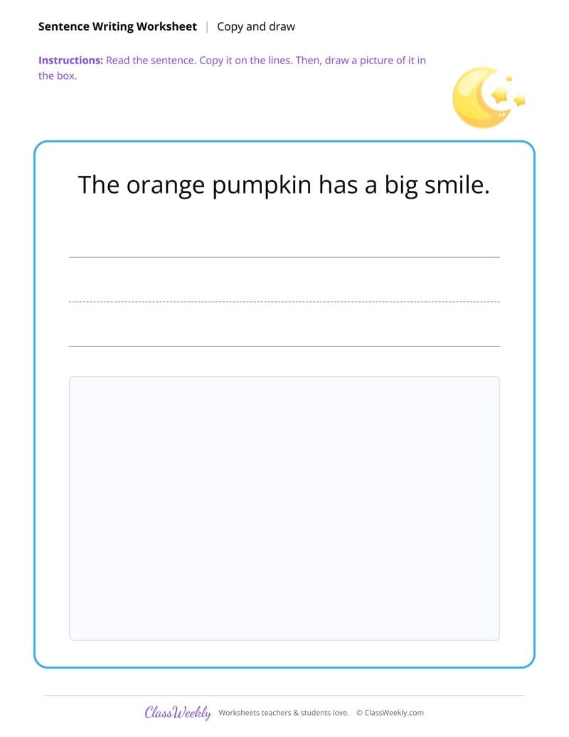 Copy and Draw - Halloween - 1st Grade worksheet preview