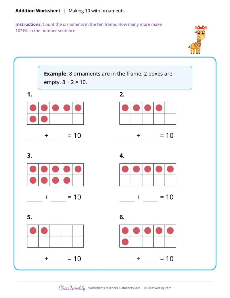 Christmas Making 10 - 1st Grade worksheet preview