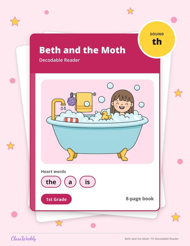 Beth and the Moth: TH Decodable Reader - 1st Grade Decodable Readers printable preview