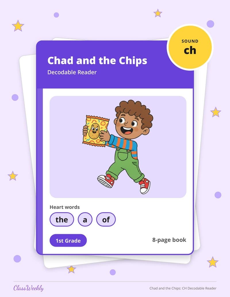Chad and the Chips: CH Decodable Reader - 1st Grade Decodable Readers printable preview