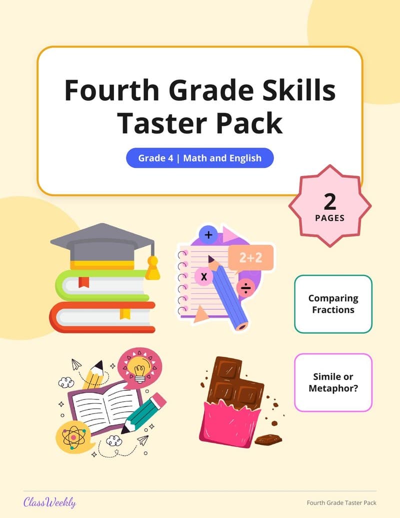 Fourth Grade Skills Taster Pack - 4th Grade Fractions worksheet preview