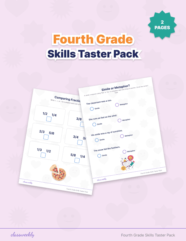 Fourth Grade Skills Taster Pack - 4th Grade Fractions worksheet preview