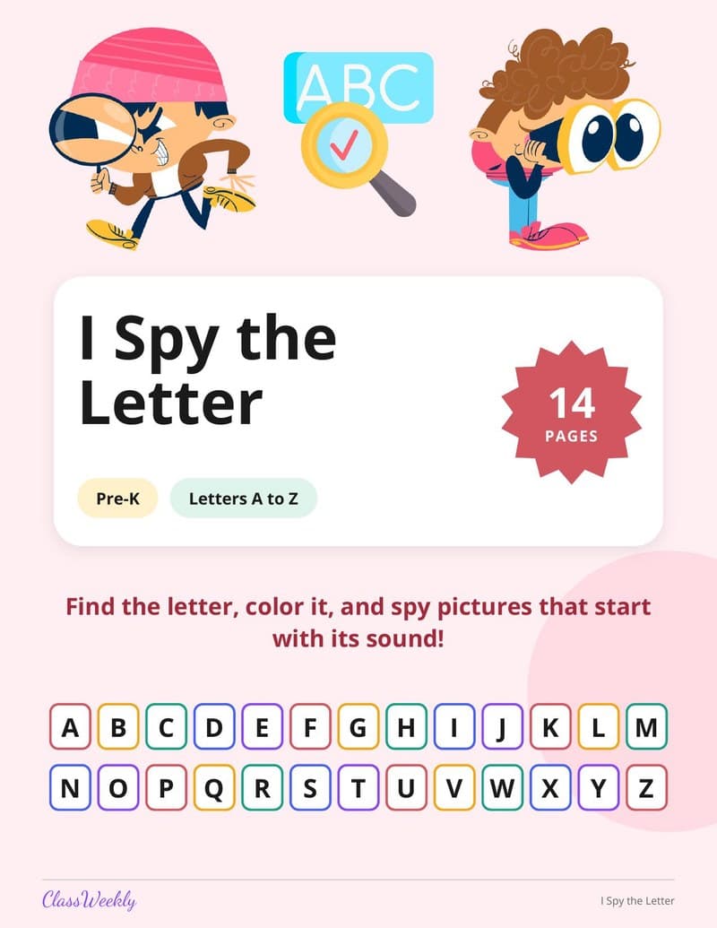 I Spy the Letter - Kindergarten Alphabet worksheet preview