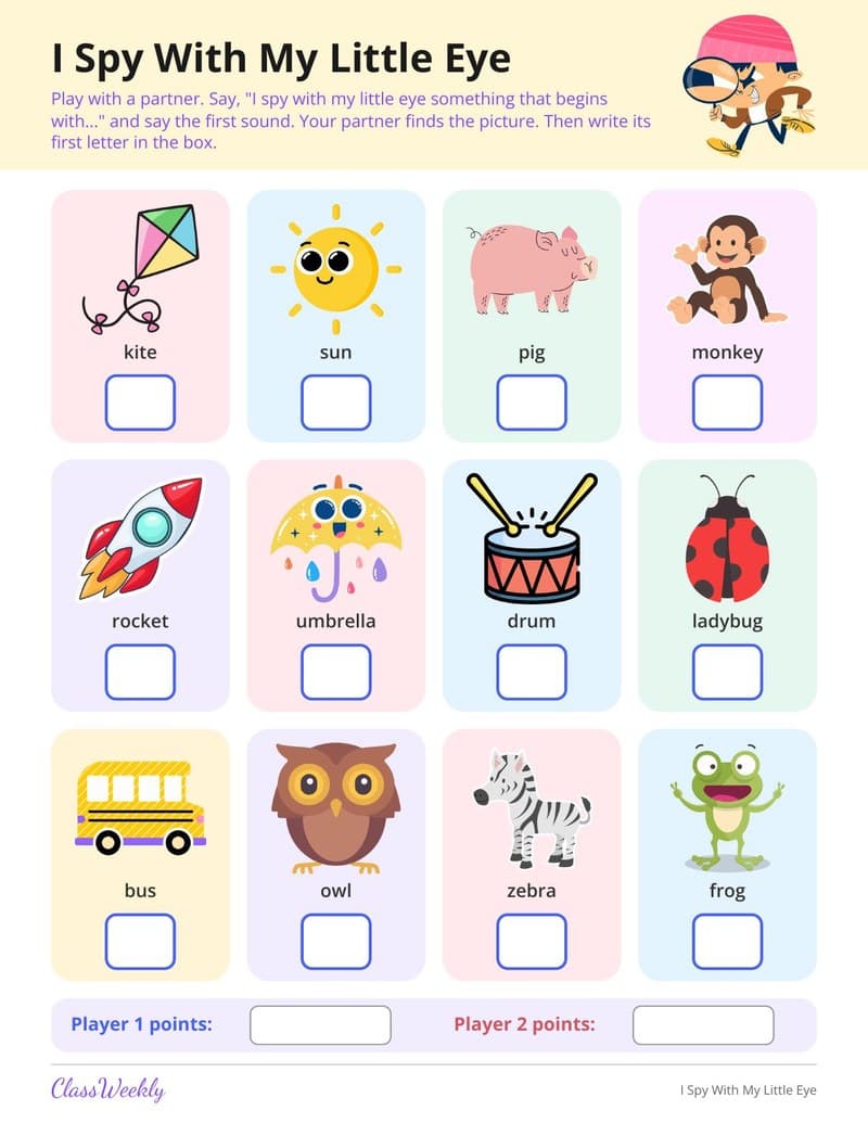 I Spy With My Little Eye - Kindergarten Activity Packets worksheet preview