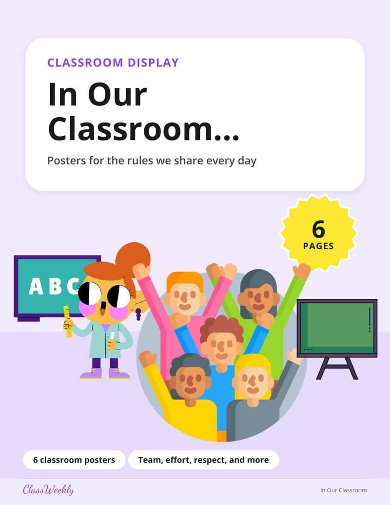 In Our Classroom Posters - Kindergarten Behavior printable preview