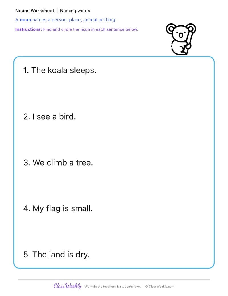 Naming words - Australia Day / ANZAC Day / Sorry Day - Kindergarten worksheet preview