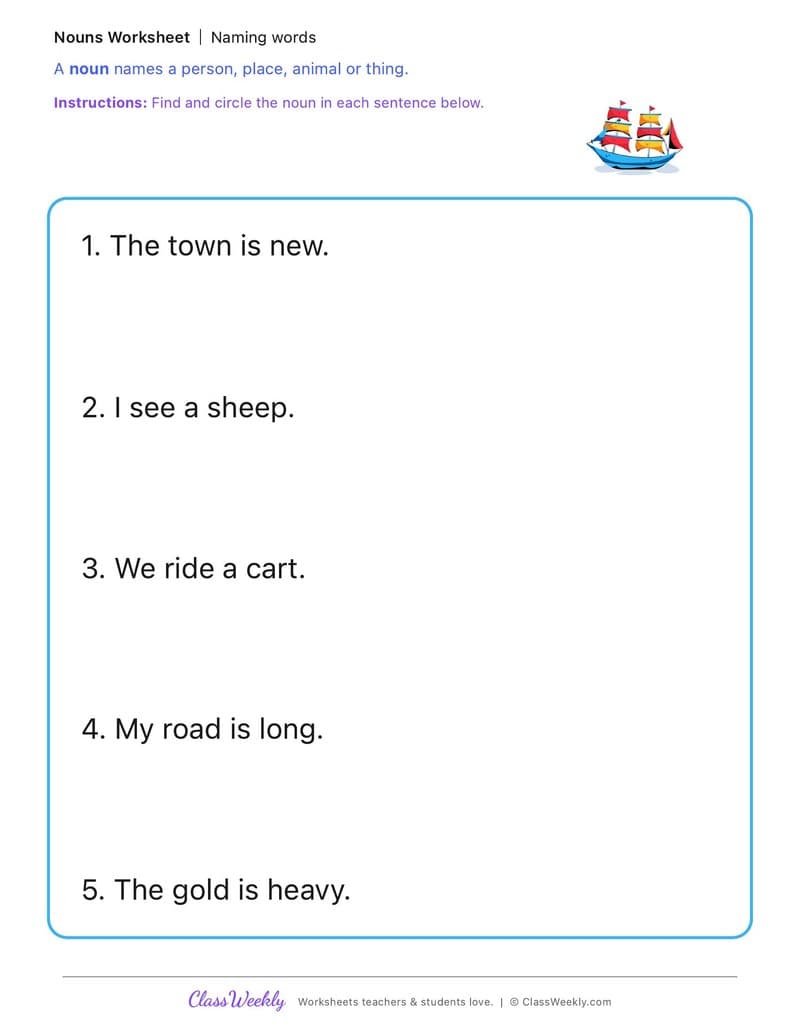 Naming words - Colonial Australia (British Colonisation) - Kindergarten worksheet preview