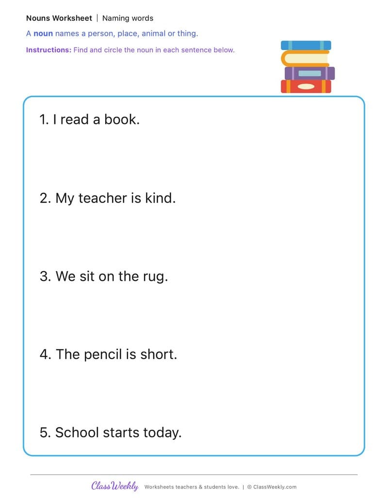 Naming words - International Day of Education - Kindergarten worksheet preview