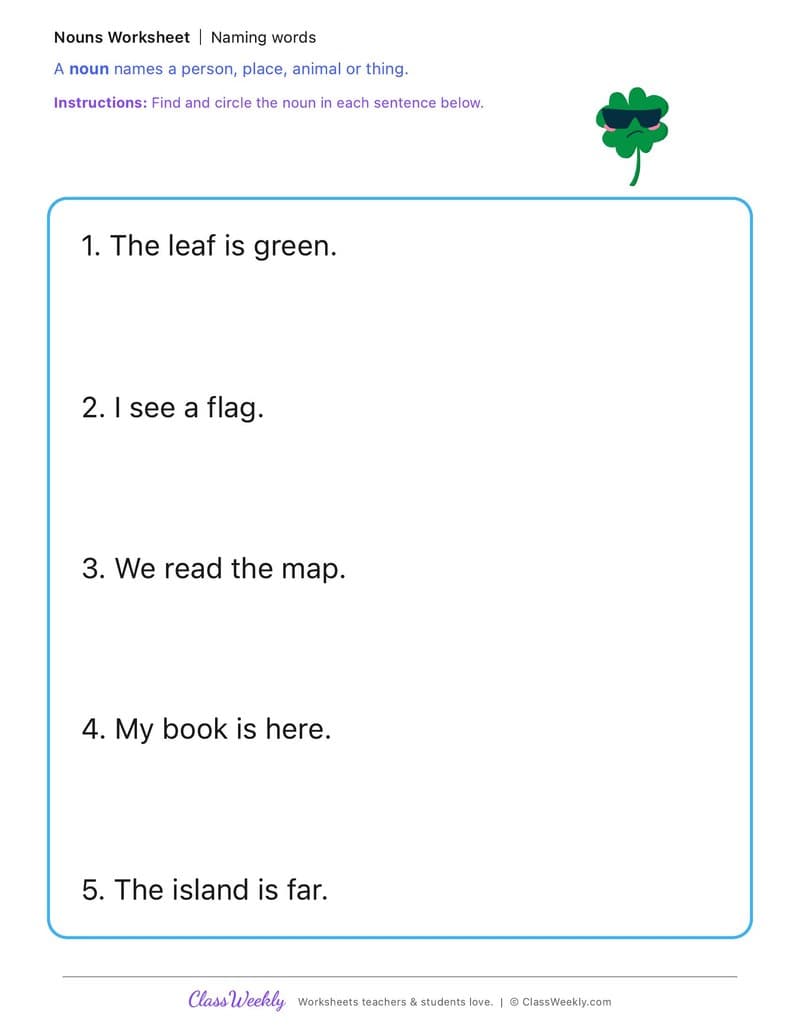 Naming words - Irish Revolution and War of Independence - Kindergarten worksheet preview