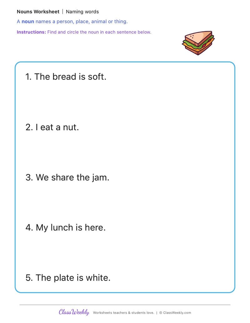 Naming words - National Peanut Butter Day - Kindergarten worksheet preview