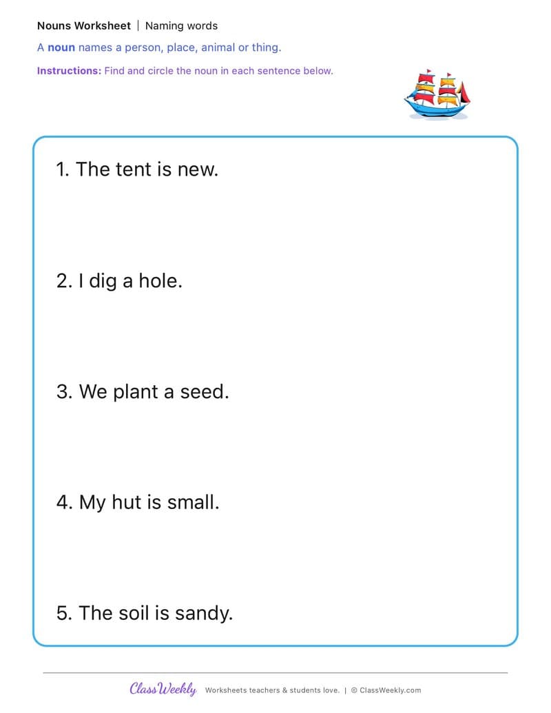 Naming words - The First British Colony in Australia - Kindergarten worksheet preview