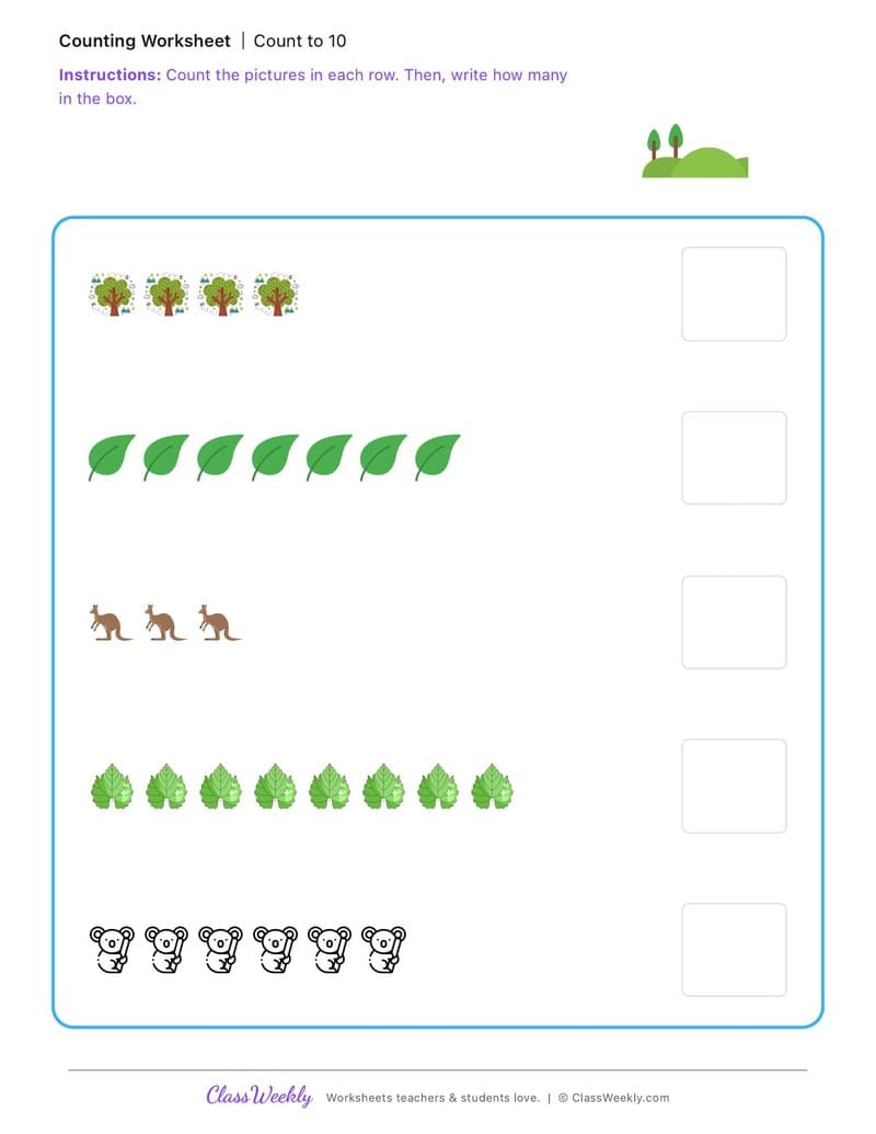 Count to 10 - Effects of First Fleet Contact on First Nations Australians - Kindergarten worksheet preview