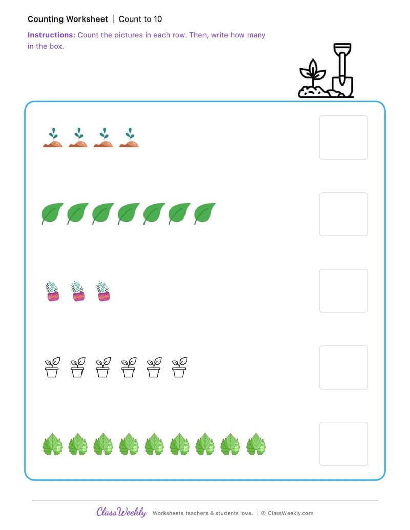 Count to 10 - George Washington Carver - Kindergarten worksheet preview