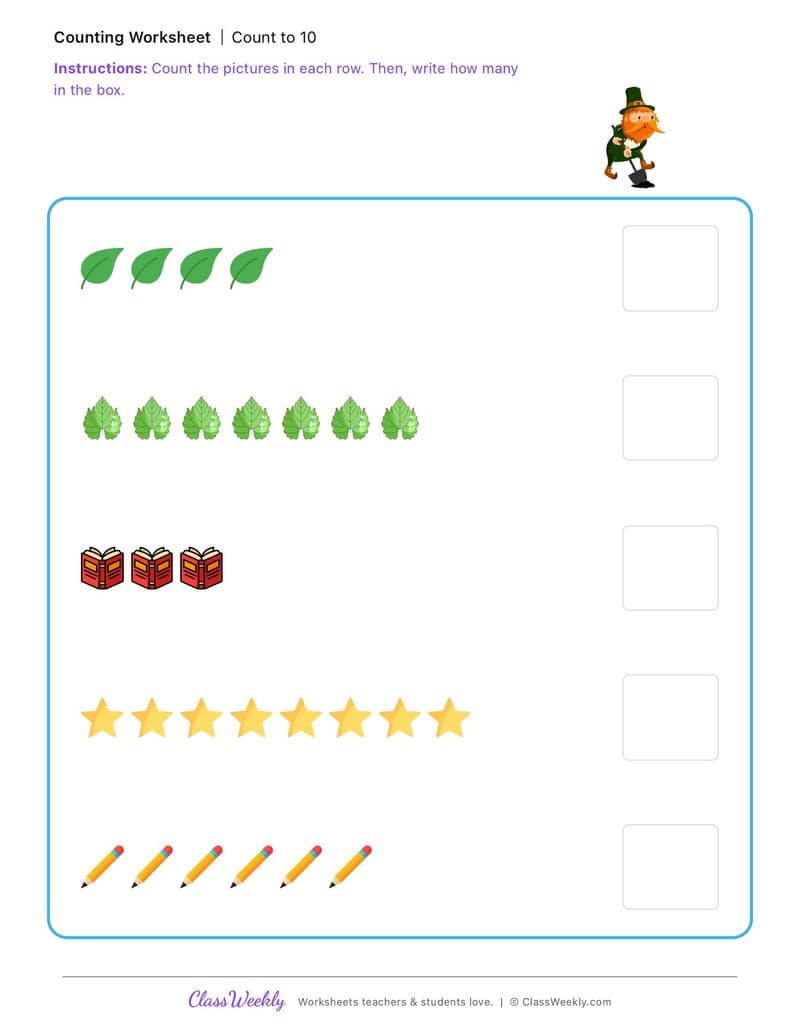 Count to 10 - Irish Revolution and War of Independence - Kindergarten worksheet preview