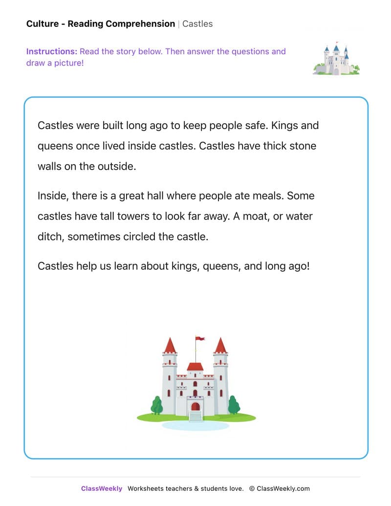 Castles - Kindergarten worksheet preview
