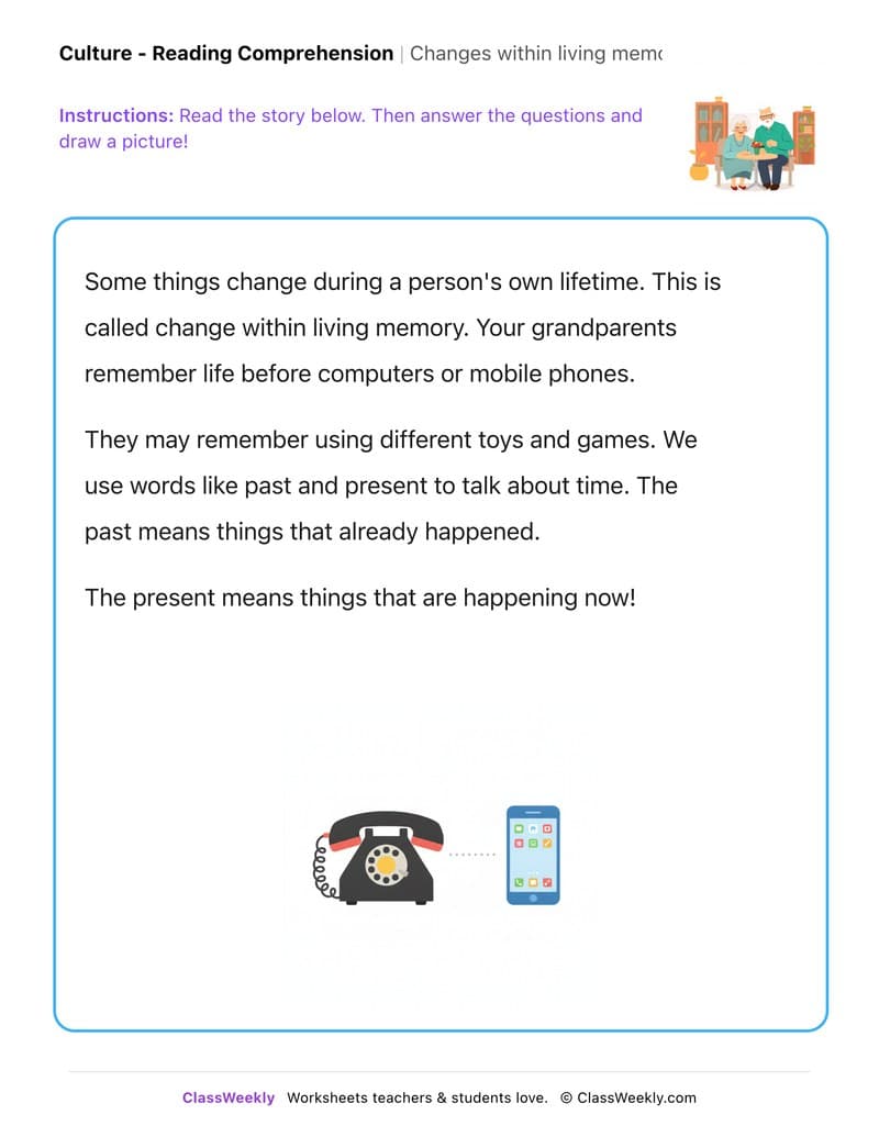 Changes within living memory - Kindergarten worksheet preview