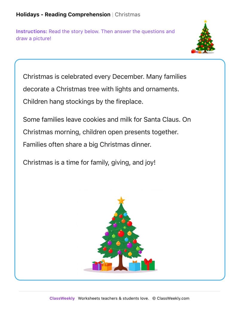 Christmas - Kindergarten worksheet preview