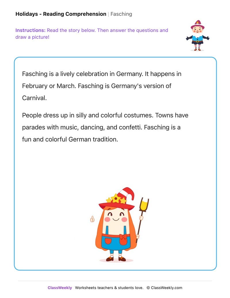 Fasching - Kindergarten worksheet preview
