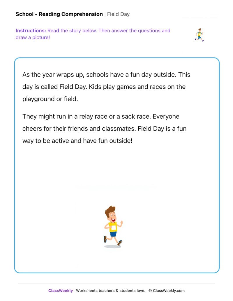 Field Day - Kindergarten worksheet preview