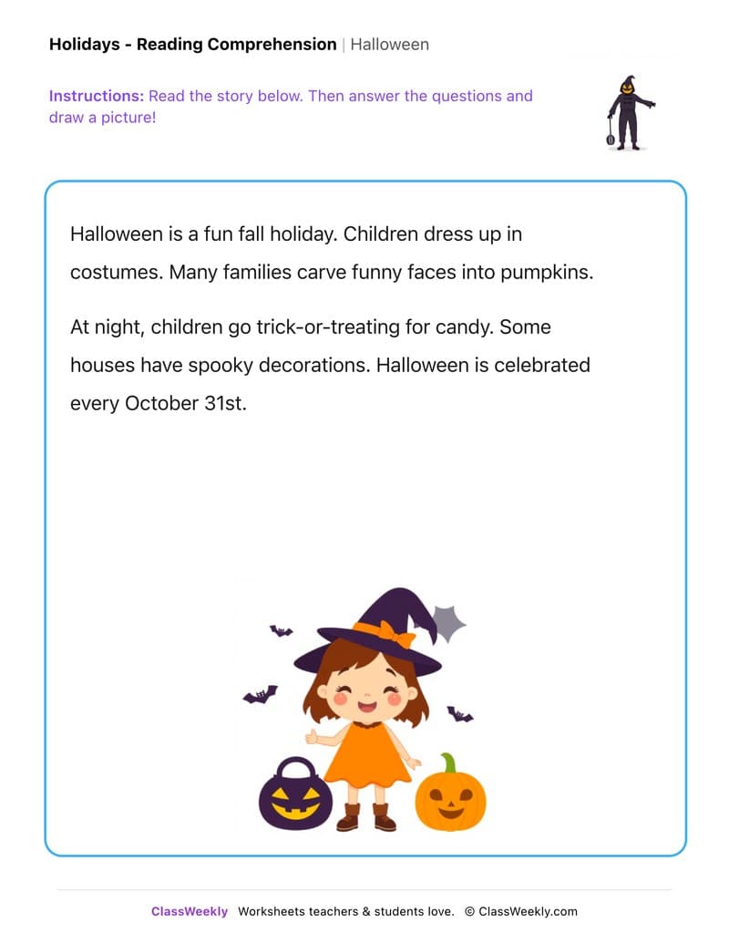 Halloween - Kindergarten worksheet preview