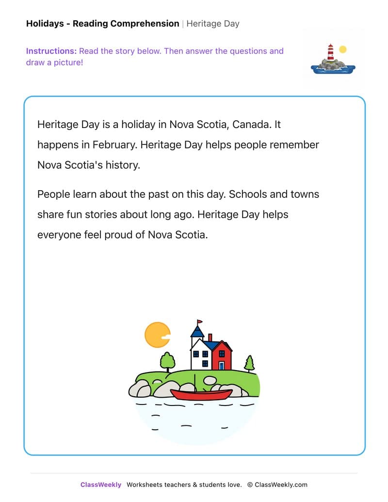 Heritage Day - Kindergarten worksheet preview