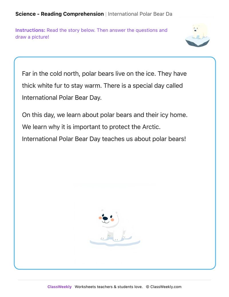 International Polar Bear Day - Kindergarten worksheet preview