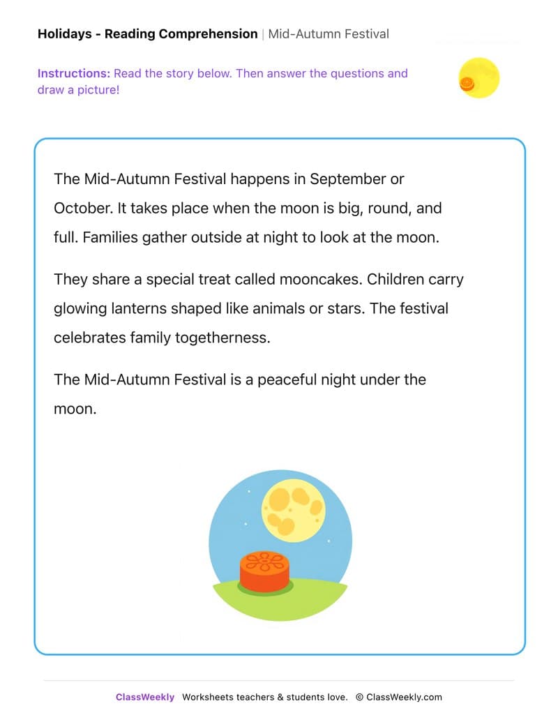 Mid-Autumn Festival - Kindergarten worksheet preview
