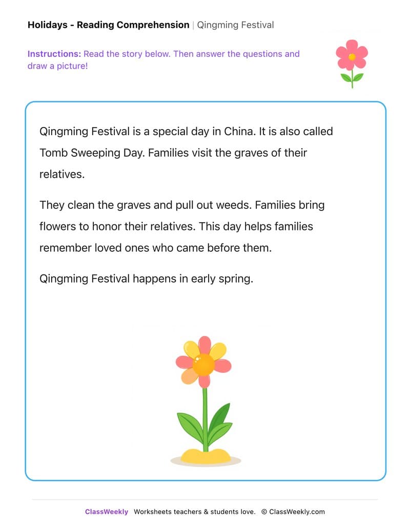 Qingming Festival - Kindergarten worksheet preview