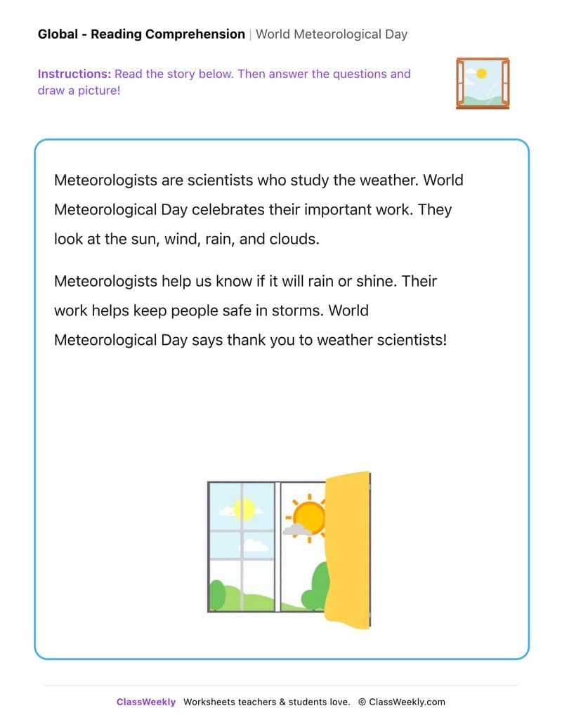World Meteorological Day - Kindergarten worksheet preview