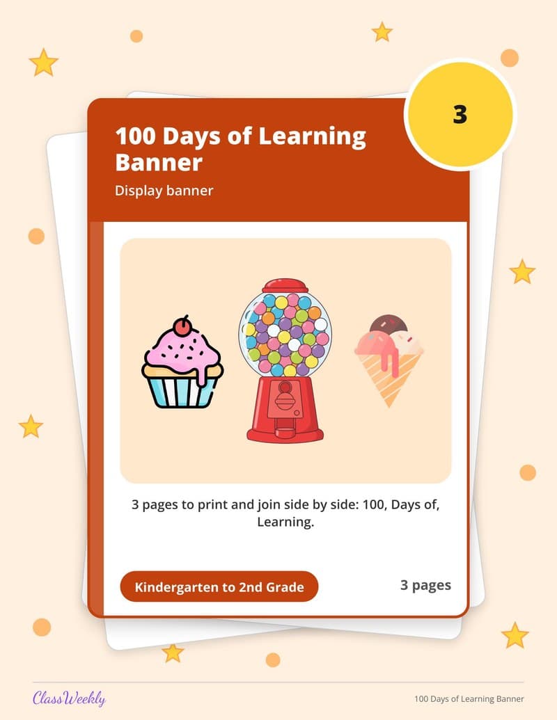 100 Days of Learning Banner - 2nd Grade Classroom Setup printable preview