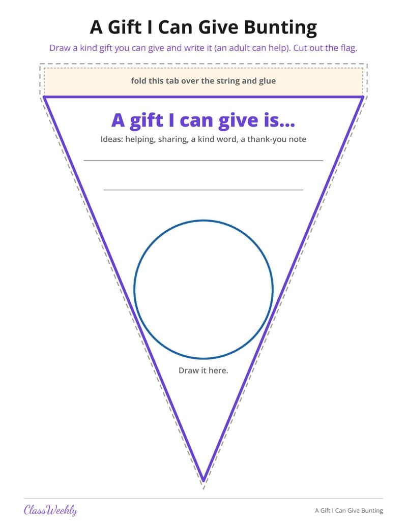 A Gift I Can Give Bunting - 2nd Grade Classroom Setup printable preview