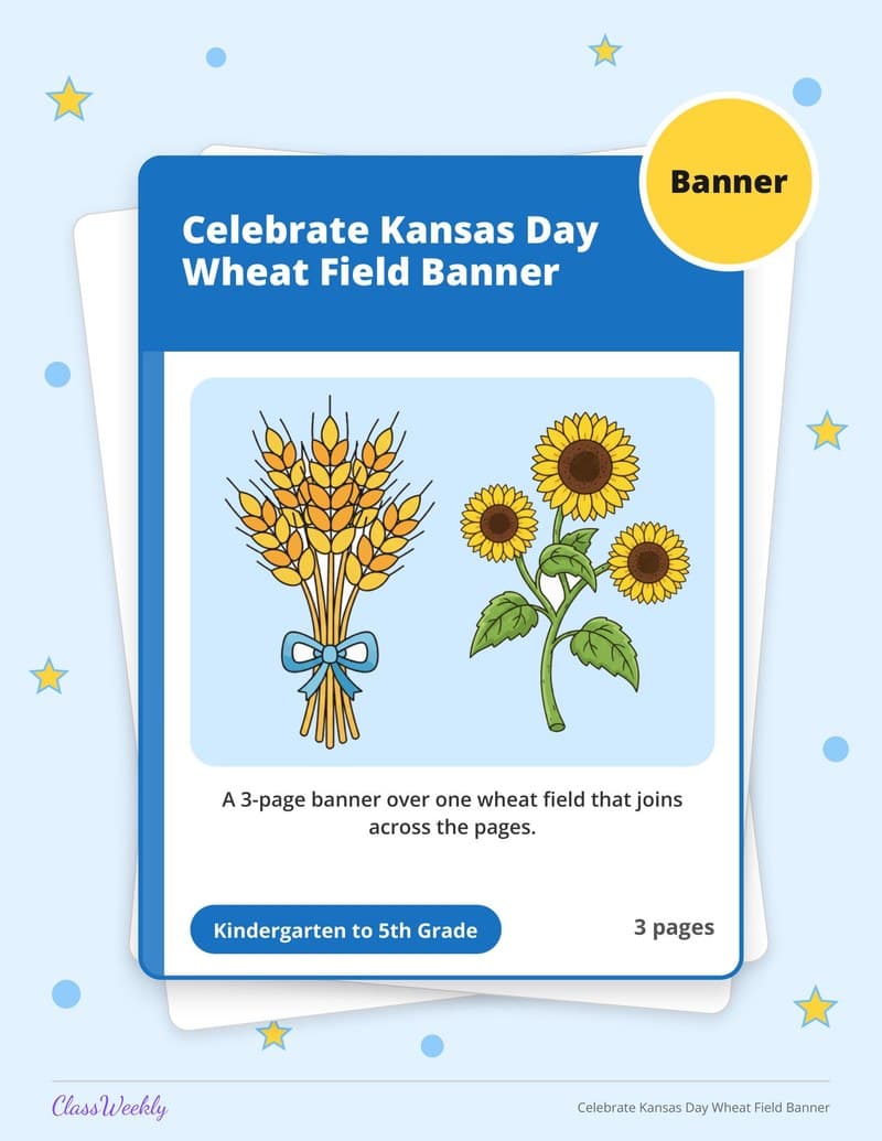 Celebrate Kansas Day Wheat Field Banner - 3rd Grade Classroom Setup printable preview