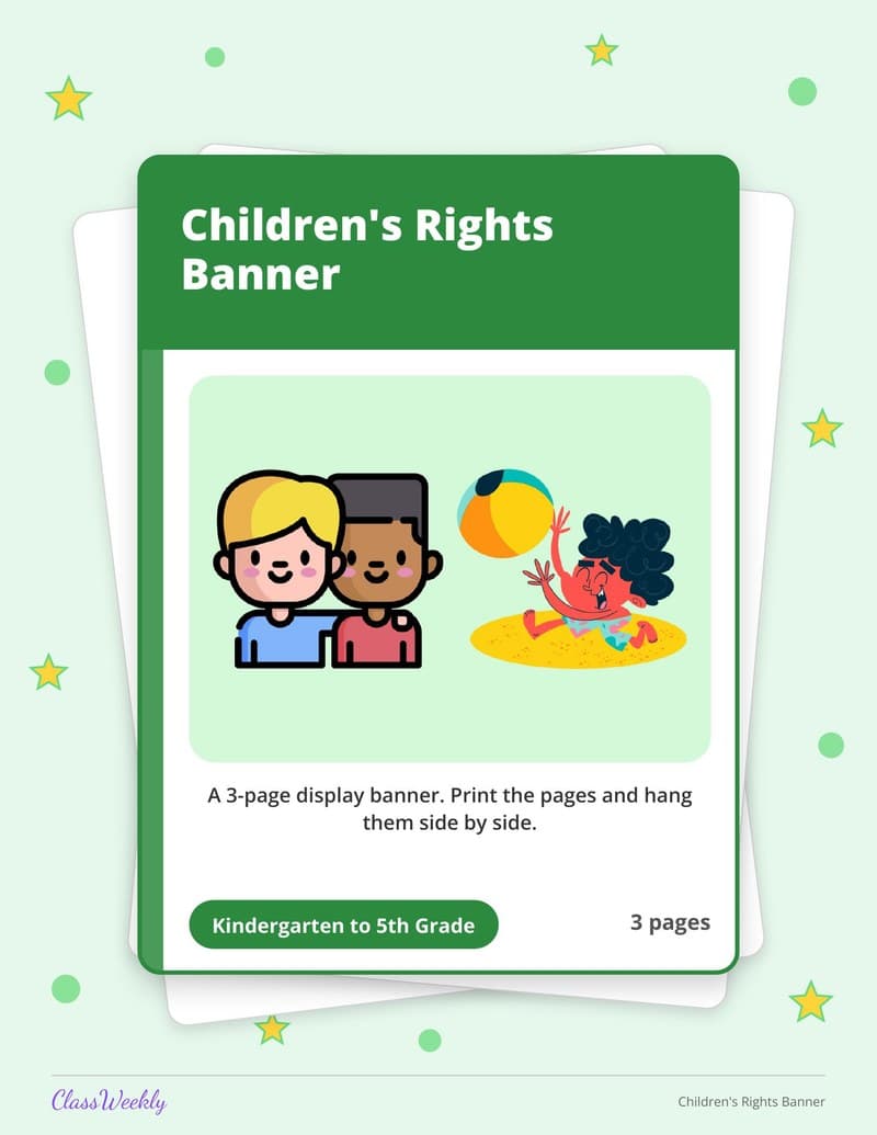 Children's Rights Banner - Kindergarten Classroom Setup printable preview