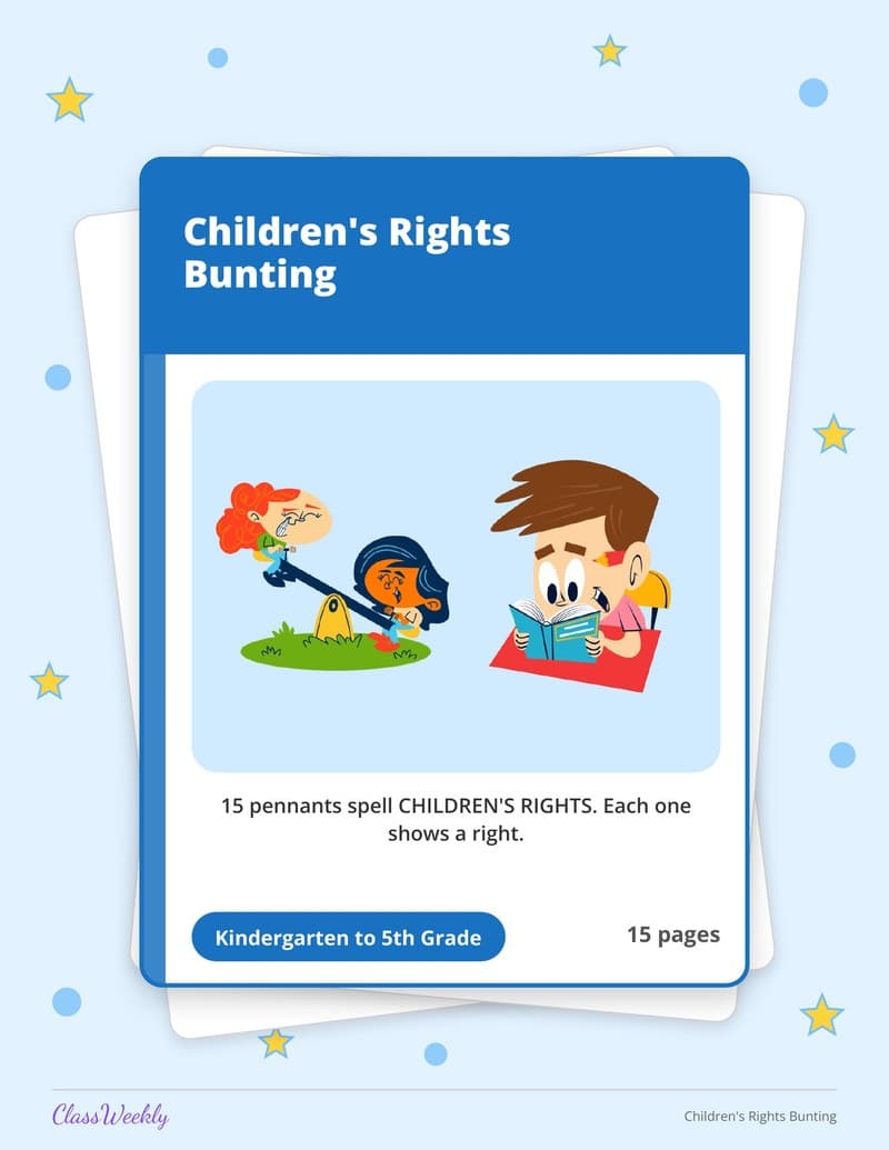 Children's Rights Bunting - Kindergarten Classroom Setup printable preview