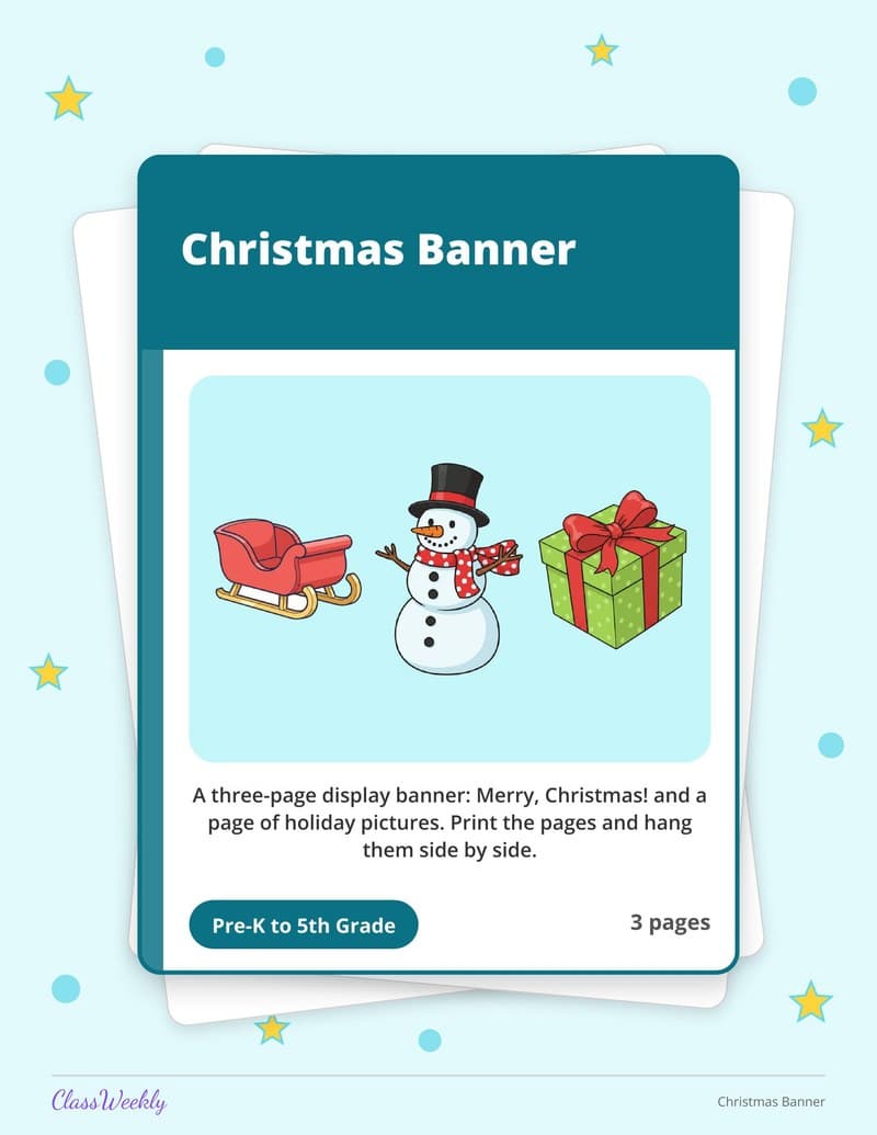Christmas Banner - 4th Grade Classroom Setup printable preview