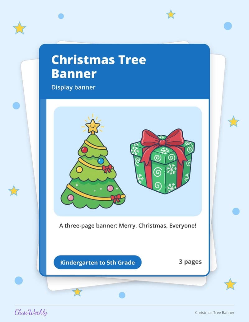 Christmas Tree Banner - 4th Grade Classroom Setup printable preview