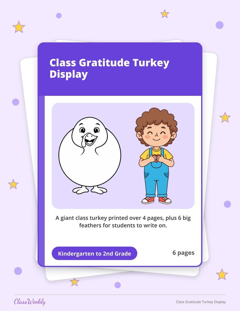 Class Gratitude Turkey Display - Kindergarten Classroom Setup printable preview