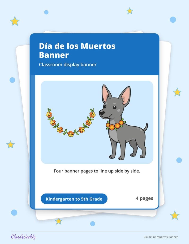 Día de los Muertos Banner - 4th Grade Classroom Setup printable preview