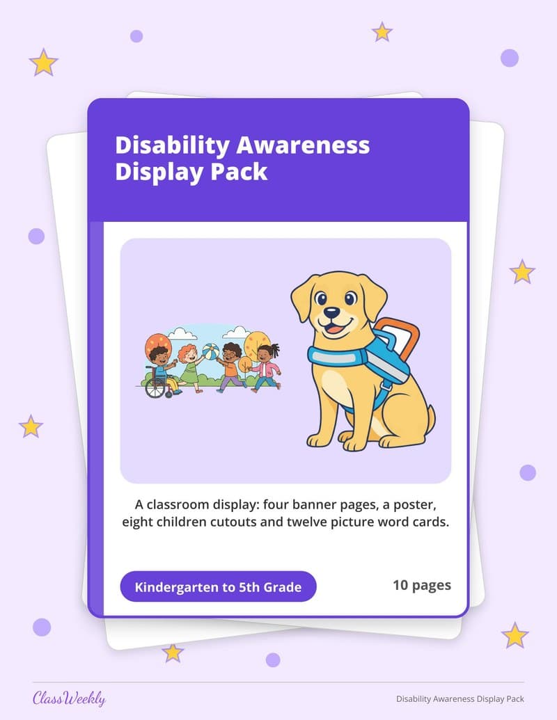 Disability Awareness Display Pack - Kindergarten Classroom Setup printable preview