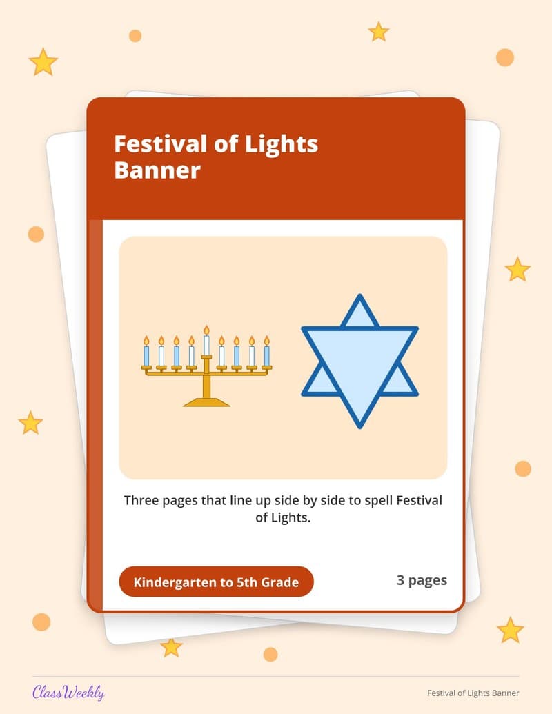 Festival of Lights Banner - Kindergarten Classroom Setup printable preview