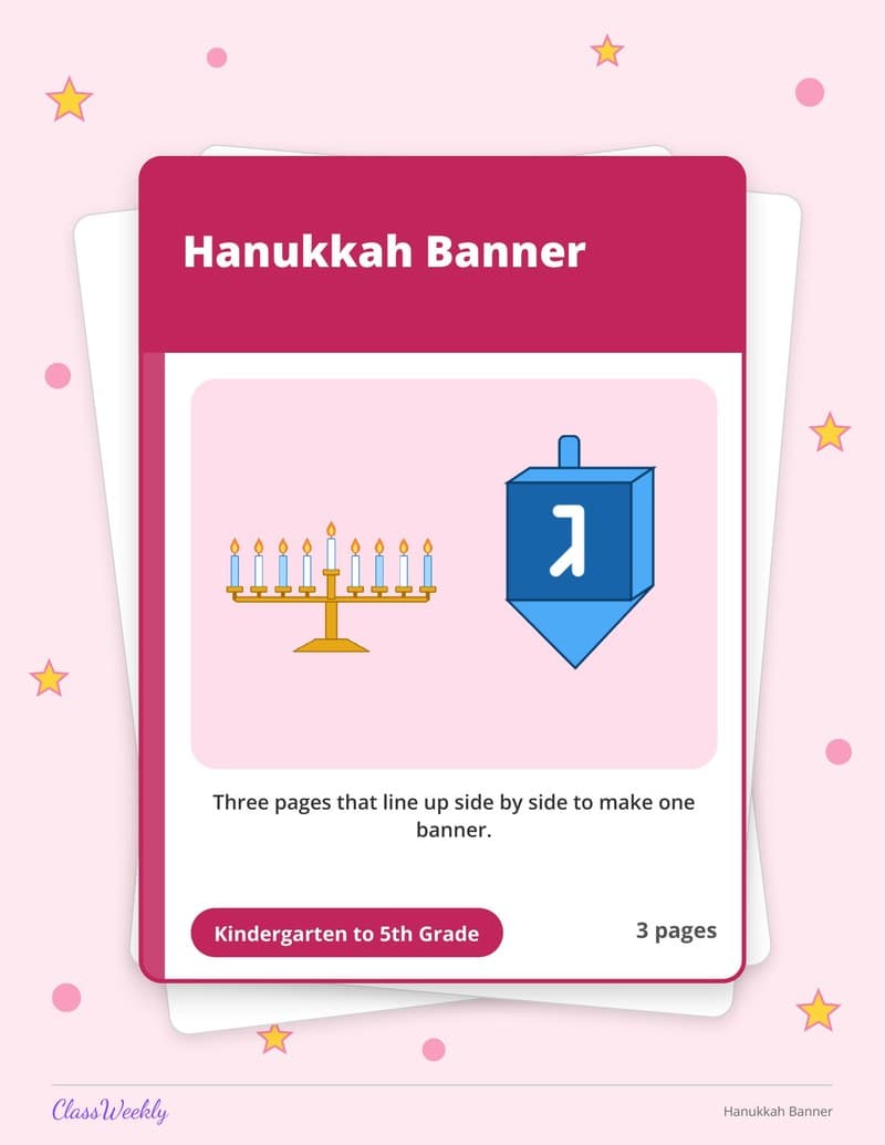 Hanukkah Banner - Kindergarten Classroom Setup printable preview
